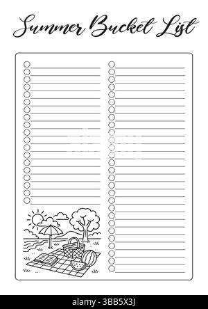 Summer bucket list Set Summer Journal Printable Planner Page Template ...