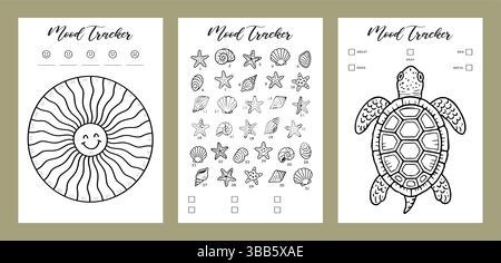Summer mood tracker Journal Printable Planner Page Template, Vector ...
