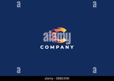 Abstract Letter C Logotype for Company Business Electronic, Network, Connection and Technology Logo Template Stock Vector