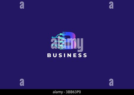 Abstract Letter B Logotype for Company Business Electronic, Network, Connection and Technology Logo Template Stock Vector