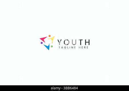 Logo Youth Group Organization Society and Community Colorful Concept Stock Vector