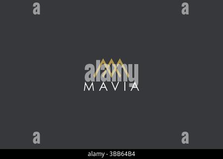 Letter M,V,A Luxury Geometric Linear Logotype Typography Gold Template Stock Vector