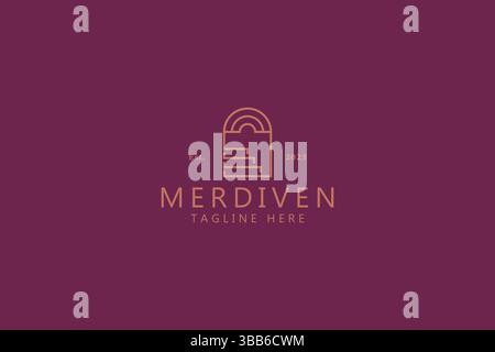 Stairs and Hallway Entrance Modern Trendy Vintage Creative Logo Template Stock Vector