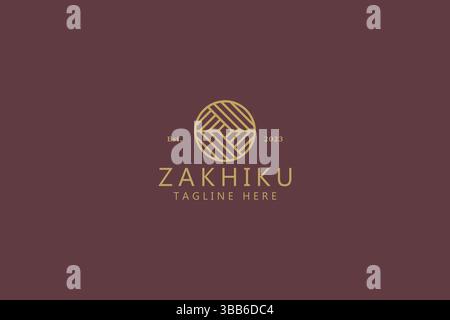 Logo Geometric Line on Circle Shape Ornament Monogram Luxury and Gold Concept Brand Identity Stock Vector