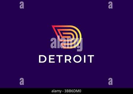 Letter D Geometric Monoline Style Sign Symbol Minimal Brand Identity Logo Stock Vector