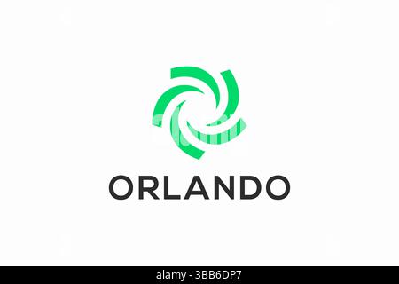 Simple Abstract Logo Circular Twist Hurricane for Business Sign Symbol with Green Color Stock Vector