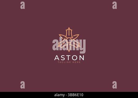 Propeller and Letter A Shape Logo Abstract Geometric Luxury Concept Stock Vector