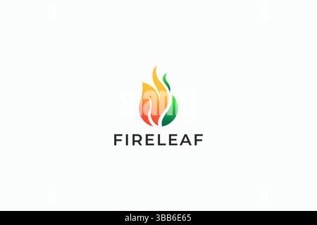 Flame and Leaf Combination Abstract Shape Logo Concept Stock Vector