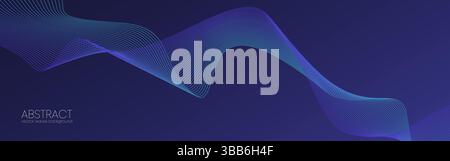 Wave lines background. Abstract technology design with flowing digital blue waves. Curved wavy effect on dark gradient. Modern presentation or website Stock Vector