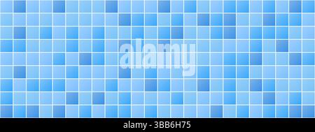 Tiles background. Blue seamless mosaic with gradient. Tile pattern for bathroom, pool or spa design. Clean relaxing background for decor or promotiona Stock Vector