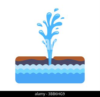 fountain from underground. source of water. flat vector illustration. Stock Vector