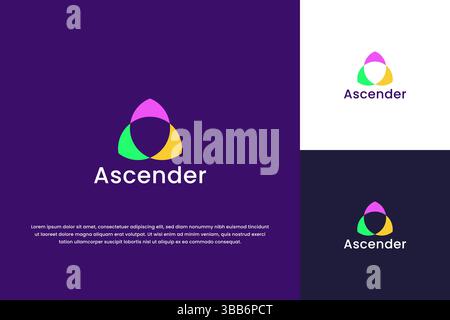 Letter A Simple Shape with Three Elements Shape Colorful Mobile App Logo Stock Vector