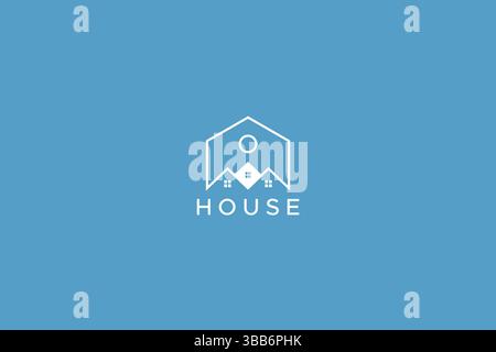 Residential Property Real Estate Sun House Abstract Blue Branding Design Concept Logo Stock Vector