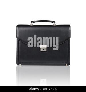 Black leather briefcase isolated on the white background Stock Photo