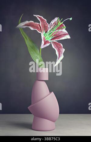Simple still life of a lily flower in a vase Stock Photo - Alamy