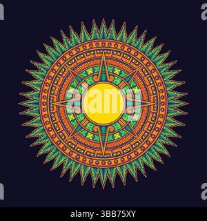 Weed Geometric Sunburst Design With Intricate weed Pattern vector illustrations for your work logo, merchandise t-shirt, stickers and label designs, p Stock Vector