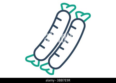 Sausage icon. line icon style. icon related to processed meat product. food elements vector illustration Stock Vector