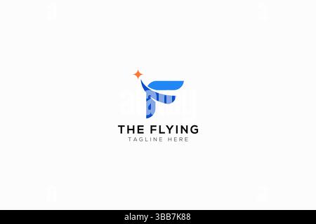 Letter F Abstract Fly Shooting Star Symbol Logo for Foundation, Institution, Education and Scholarship Stock Vector