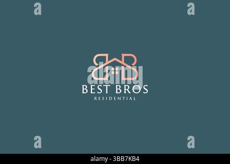 Double Letter B and Home Logo Concept for Business Real Estate Property and Residential Stock Vector