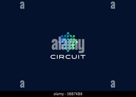 Electronic Circuit Motherboard and Processor Chip Hardware Logo Concept for Business Digital and Computer Gradient Color Stock Vector