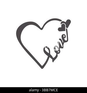 Love heart silhouette, Heart silhouette, Love heart vector, Love heart clipart. Stock Vector
