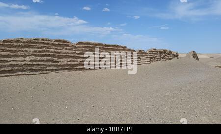 Yumen Pass and Han Great Wall Ruins: Echoes of Ancient China on the Silk Road Stock Photo