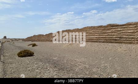 Yumen Pass and Han Great Wall Ruins: Echoes of Ancient China on the Silk Road Stock Photo