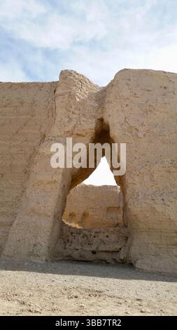 Yumen Pass and Han Great Wall Ruins: Echoes of Ancient China on the Silk Road Stock Photo