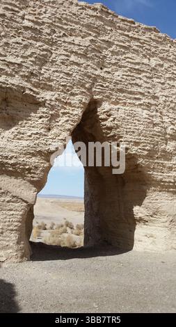 Yumen Pass and Han Great Wall Ruins: Echoes of Ancient China on the Silk Road Stock Photo