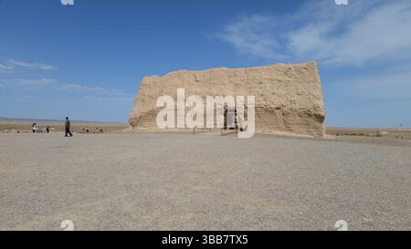 Yumen Pass and Han Great Wall Ruins: Echoes of Ancient China on the Silk Road Stock Photo