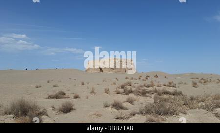 Yumen Pass and Han Great Wall Ruins: Echoes of Ancient China on the Silk Road Stock Photo