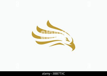 Abstract Eagle Head Shape Premium Symbol Badge Logo with Elegant Gold Color Stock Vector
