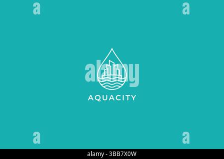 Aqua City Logo Concept with Abstract Shape Water Drop for Business Property Sign Symbol Stock Vector
