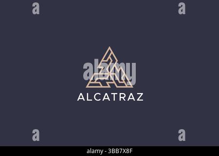 Monogram Letter A with Geometric Triangle Line Concept Logo Icon Stock Vector
