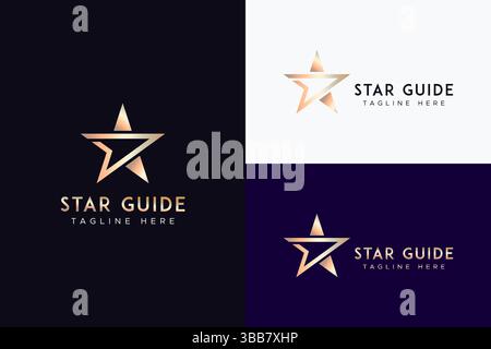 Star Guide Abstract Concept Business Entertainment and Education with Gold Color Logo Stock Vector