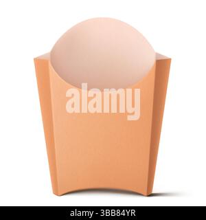 Disposable French Fries Paper Box with shadow, Isolated 3d mockup. Realistic French fries holder cardboard container. Empty Paper Package. Fast street Stock Vector