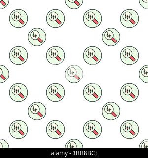 Magnifying Glass with Candlestick Chart Crypto Trading vector concept colored round seamless pattern Stock Vector