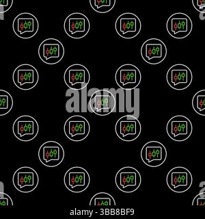 Candlestick Chart in Speech Bubble vector concept round seamless pattern in outline style Stock Vector