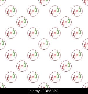 Cryptocurrency Candlestick Chart Investment and Trading vector concept thin line round seamless pattern Stock Vector