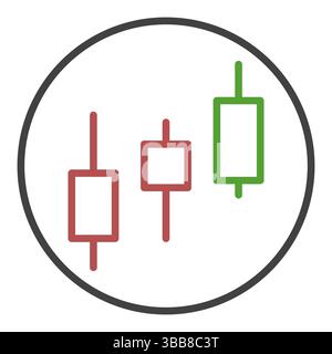 Cryptocurrency Candlestick Chart Investment and Trading vector concept thin line round icon or symbol Stock Vector