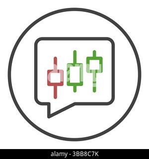 Candlestick Chart in Speech Bubble vector concept round icon or symbol in outline style Stock Vector