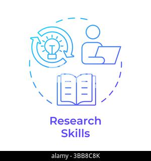Research skills blue gradient concept icon Stock Vector