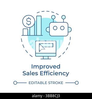 Improved sales efficiency soft blue concept icon Stock Vector