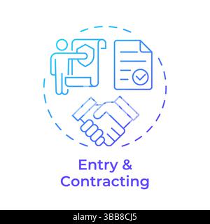Entry and contracting blue gradient concept icon Stock Vector
