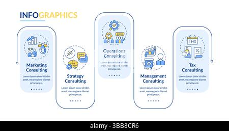 Different consulting types rectangle infographic vector Stock Vector