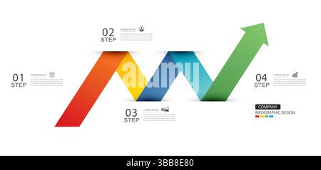 Infographics arrow from red to green layout template. Illustration business stocks abstract background. Stock Vector