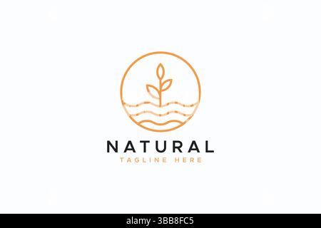 Logo Natural Aqua Farm and Hydroponic Gardening Sign Symbol Stock Vector
