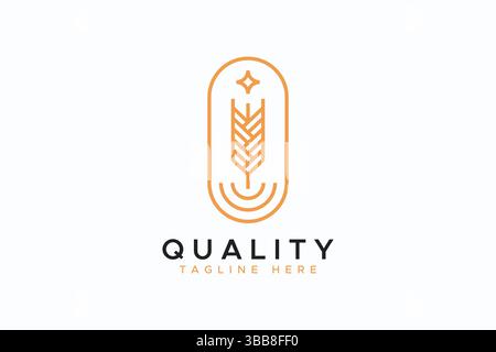 Gold Wheat Representation Modern, Quality and Minimalist Abstract Line Sign Symbol Logo Stock Vector