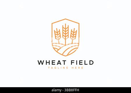 Wheat Field Symbol Agricultural Farm Organic Natural Food Logo Stock Vector