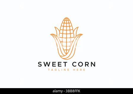 Sweet Corn Minimalist Concept Logo for Organic and Healthy Food Business Product Stock Vector